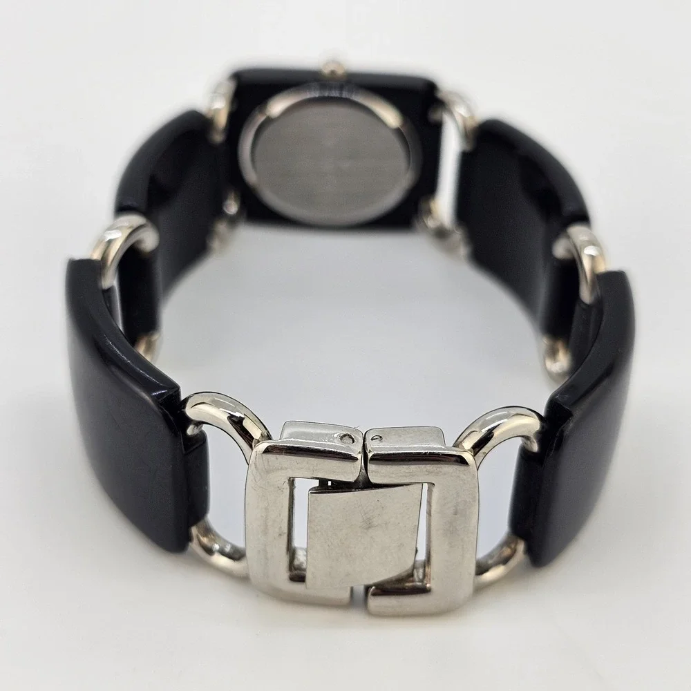 Women's Watch 20MM MOP Dial Roman Numerals‎ Black Plastic Bands 6.5